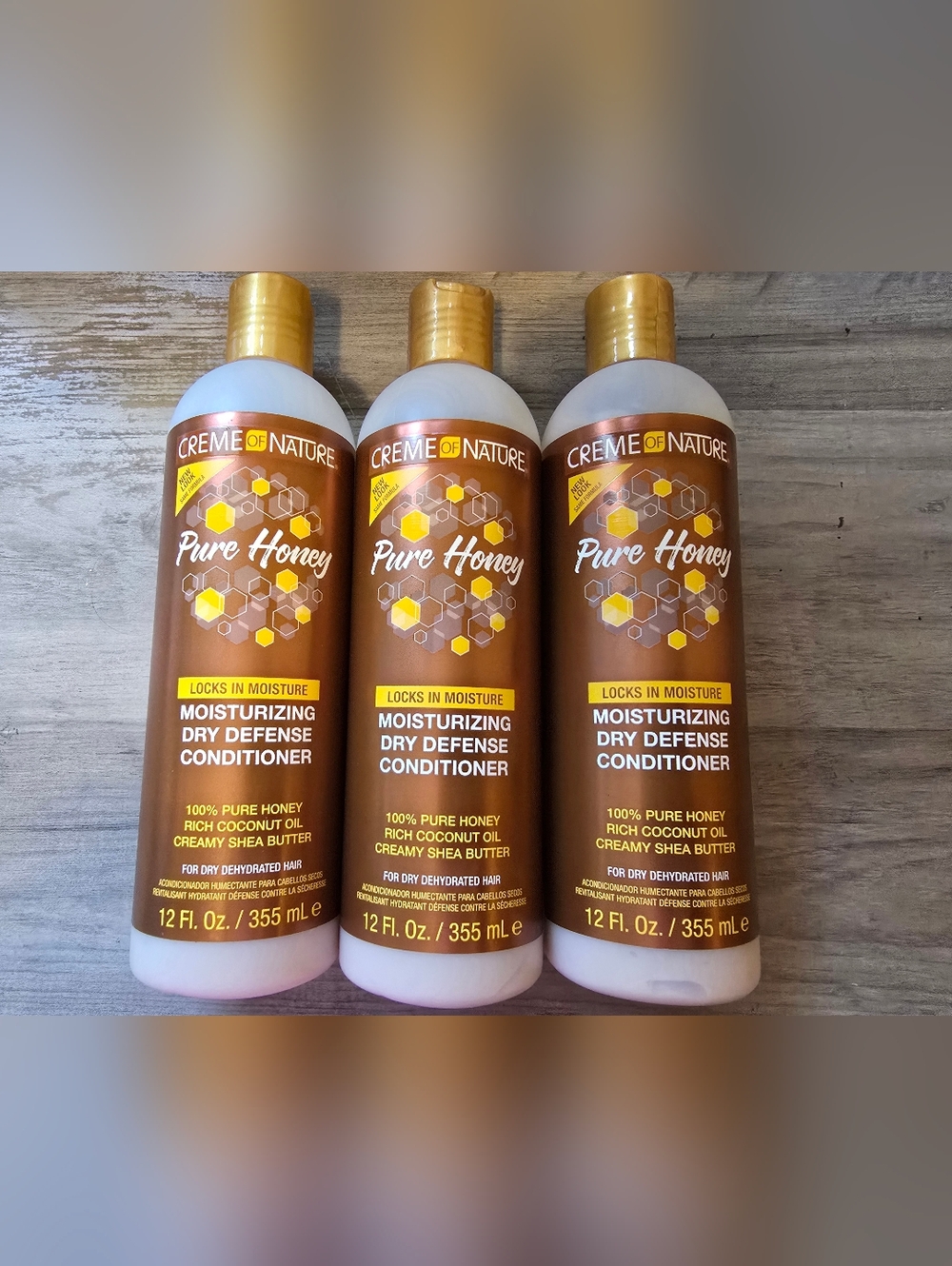 THREE Creme of Nature Pure Honey Moisturizing Dry Defense Conditioner, Hydrating